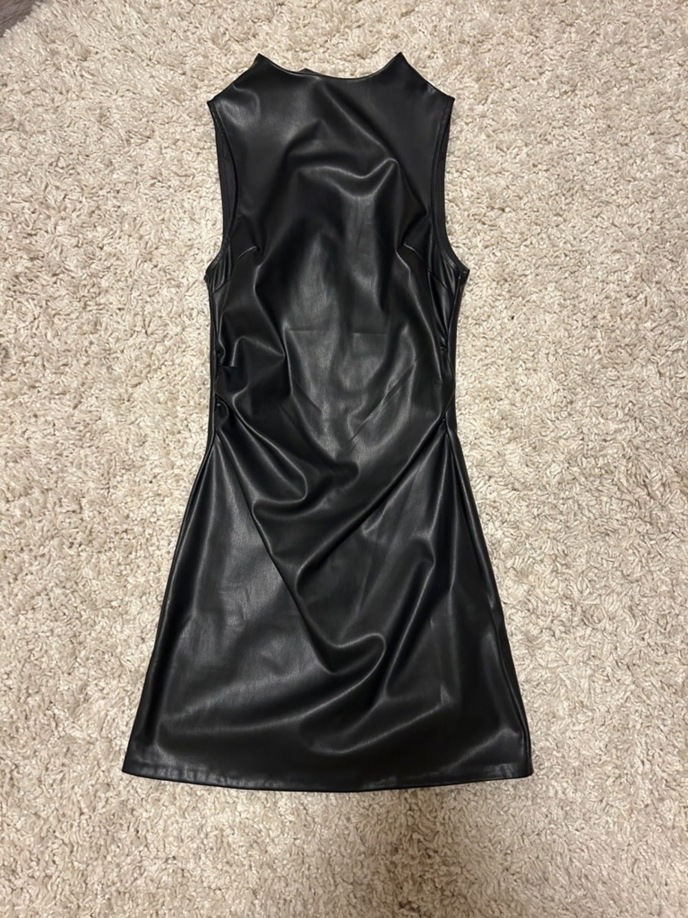 Pull&Bear Black Faux Leather Mini Dress